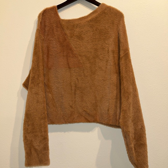 FREE PEOPLE Brown Glistening Sands Star Sign Fuzzy Pullover Sweater | Large - Picture 9 of 11